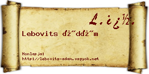 Lebovits Ádám névjegykártya